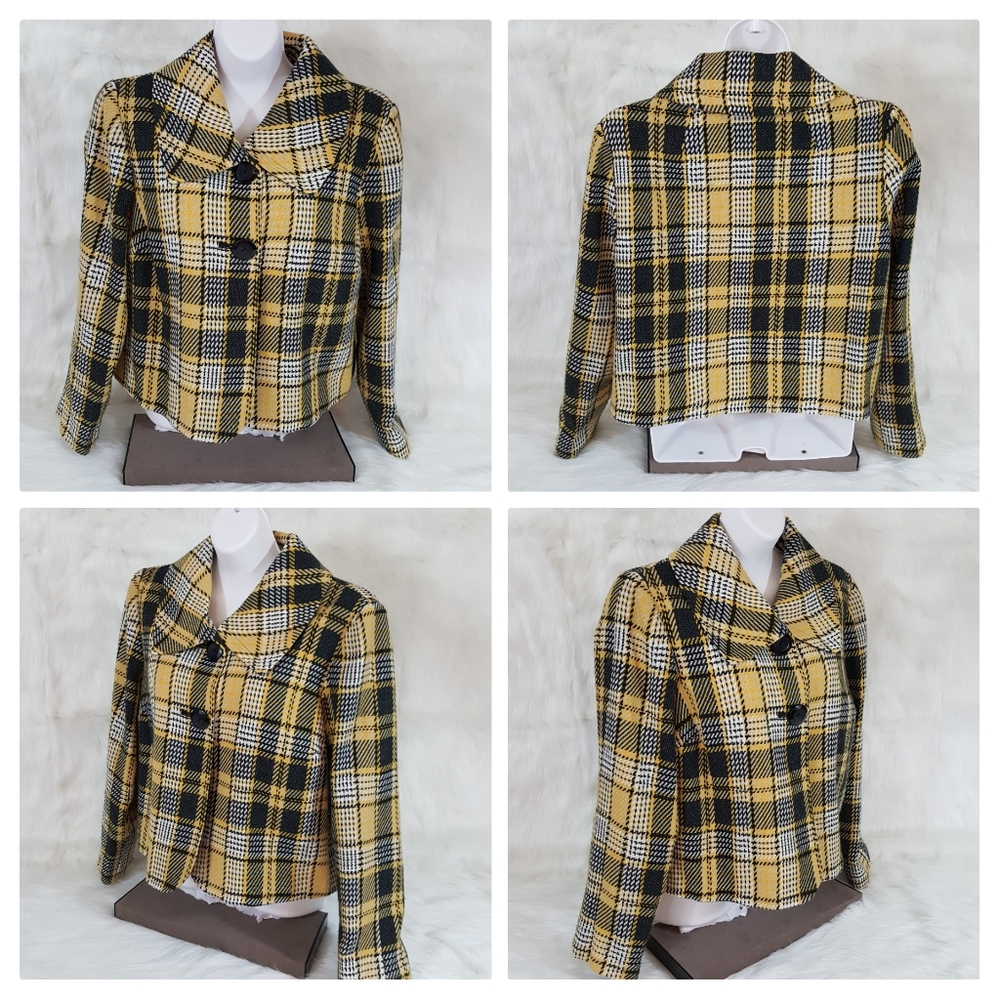 Yellow Plaid Women's Blazer - Picture 3 of 8